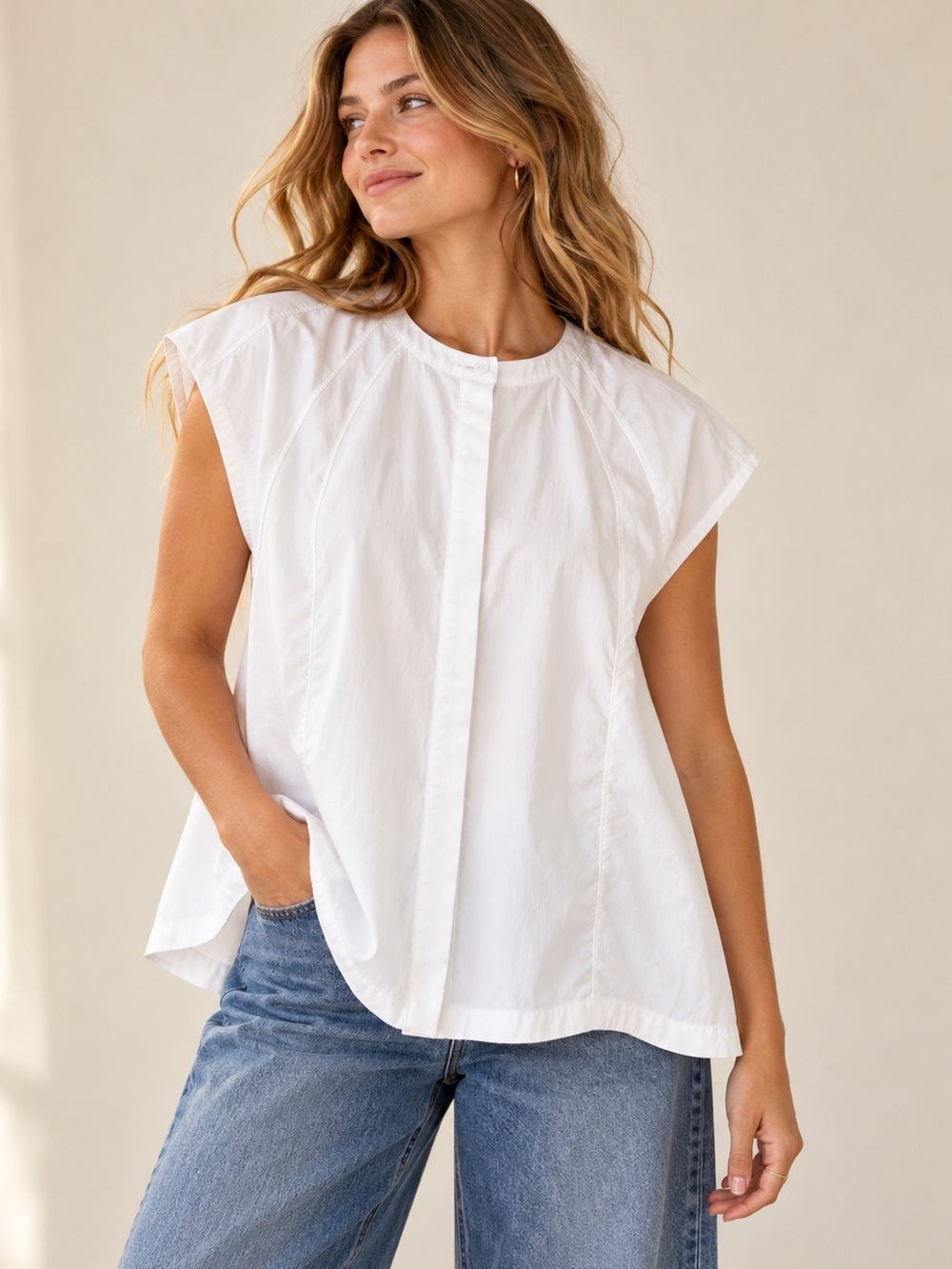 Athleta Performance Poplin Popover in White